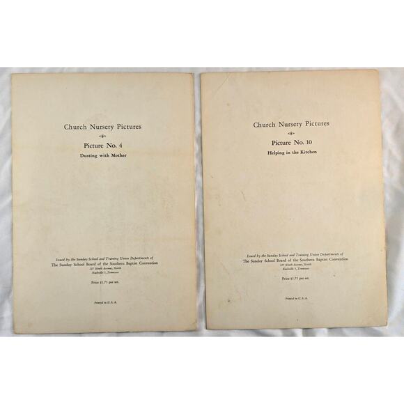 Southern Baptist Church Nursery Pictures Series 1950s 9"‎ x 12" Lot of 7 Lithos - Picture 7 of 9